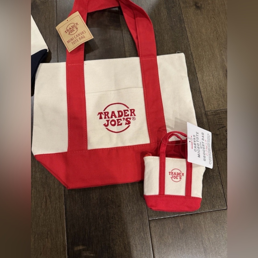 Trader Joe's Red Canvas Mini and Micro Tote Bags